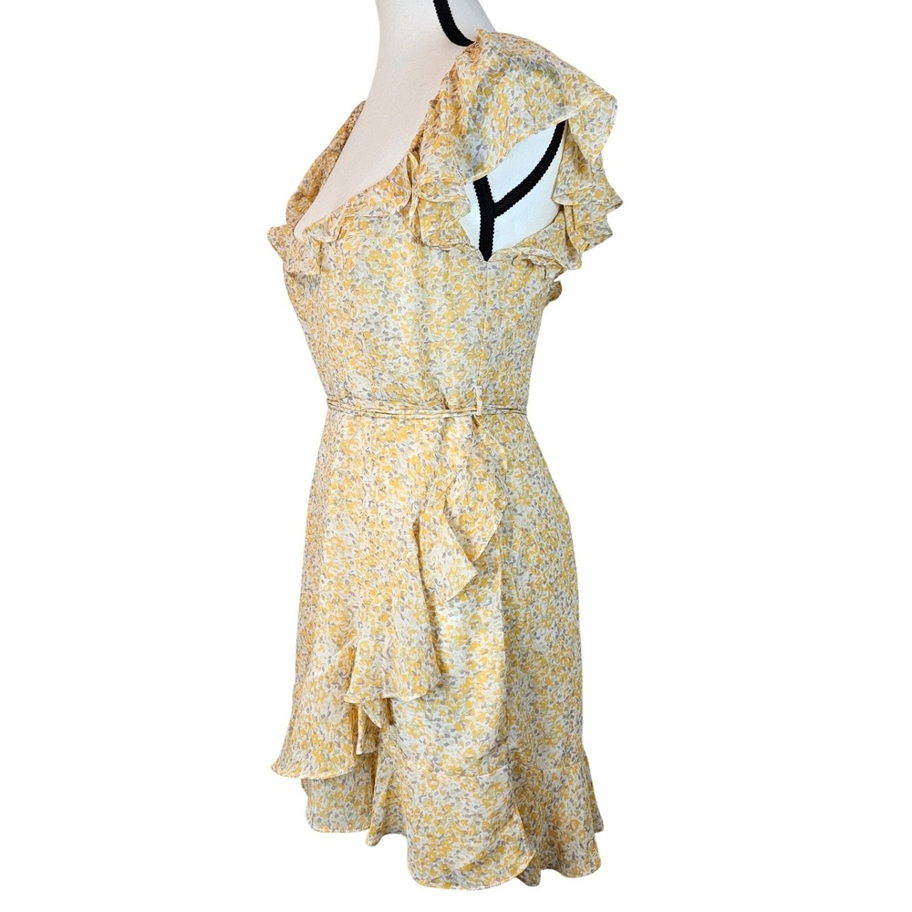 Hello Molly Yellow Floral Ruffle Mini Dress Cottagecore Coquette Sun Dress M - Picture 3 of 14
